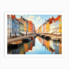 Canal Reflections In Nyhavn Art Print