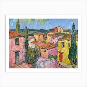 Village Countryside Colors Painting Inspired By Paul Cezanne Art Print