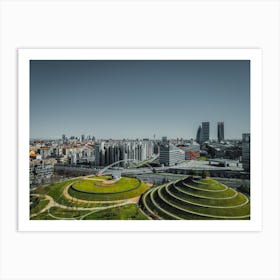 Drone photography overlooking the park and skyscrapers. Milan, Italy Art Print