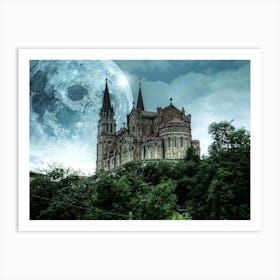 Full Moon Over A Church Art Print