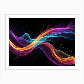 Abstract Image Of Flowing, Colorful Lines That Resemble Waves Or Energy Against A Dark Background 2 Art Print