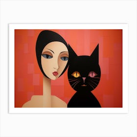 Cat And Woman 1 Art Print