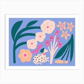 Puppy With Flowers Art Print