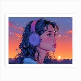 Girl Listening To Music 6 Art Print