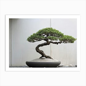 Bonsai Tree Iwagumi Style Sitting Serenely In A Minimalist Courtyard Setting Soft Shadows Caressi Art Print