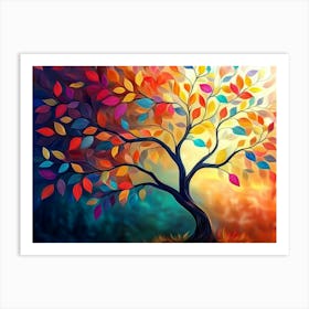 Elegant Colorful Tree With Vibrant Leaves 1 Art Print