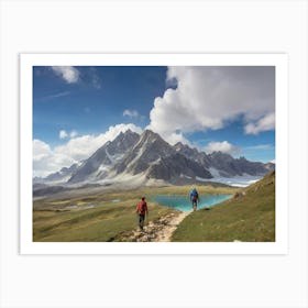 Two Hikers On A Trail Art Print