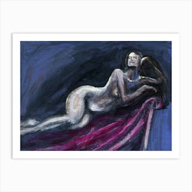 Naked Woman On Sofa Art Print