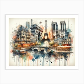 Abstract Watercolor Paris Art Print