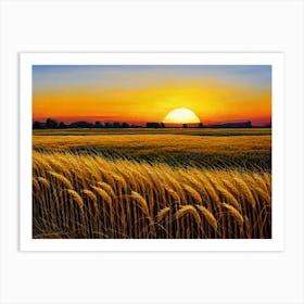 Sunset Over A Wheat Field 5 Art Print