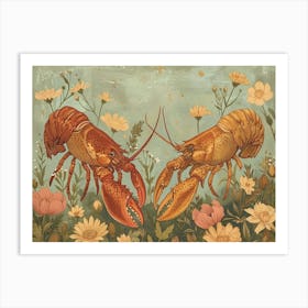 Floral Animal Illustration Lobster 3 Art Print