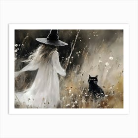 Witch And Cat 1 Art Print