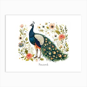 Little Floral Peacock 2 Poster Art Print