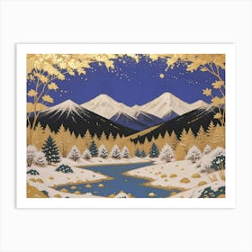 Auric Winter Wonderland with Mountains Art Print