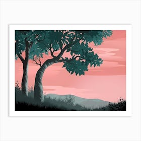 Tree At Sunset 2 Art Print