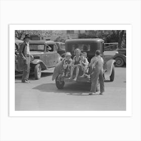 Children On Back Of Automobile, San Augustine, Texas By Russell Lee Art Print