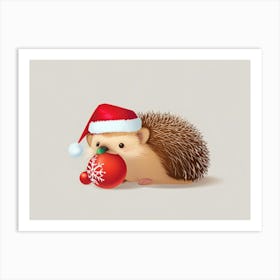 Hedgehog In Santa Hat 2 Art Print