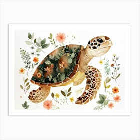 Little Floral Sea Turtle 2 Art Print