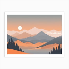 Misty mountains horizontal background in orange tone 162 Art Print