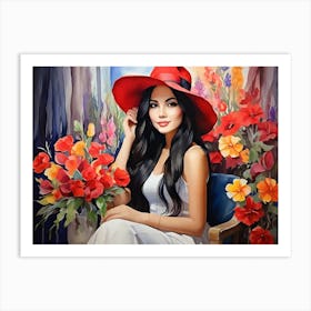 Girl Among Flowers 21 Art Print