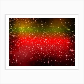 Red, Green, Brown Shining Star Background Art Print