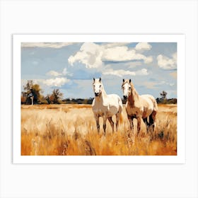 Horses Painting In Pampas Region, Argentina, Landscape 1 Art Print