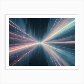 An Abstract Digital Art Piece Featuring A Tunnel Of Light And Energy, With Lines Radiating Out In A Perspective View Art Print