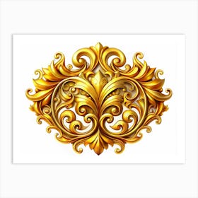 Ornate Golden Floral Design Art Print