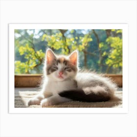 Kitten Sleeping In The Sun Art Print