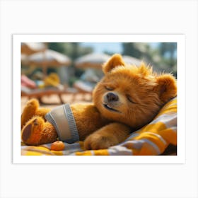 Teddy Bear sunbathing Art Print