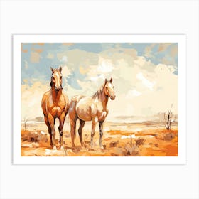 Horses Painting In Namibrand Nature Reserve, Namibia, Landscape 3 Art Print