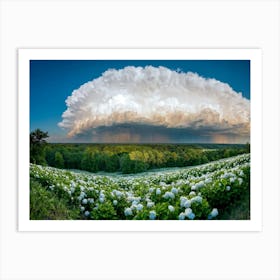 A Vast Landscape View Under A Dramatic Cloudscape Cumulus Clouds Towering Sunlight Battling The Ov (1) Art Print