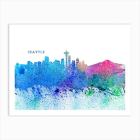 Seattle Washington Skyline Splash Art Print