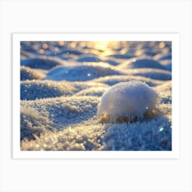 Closeup Of Frosty Plant In Sunlit Snow Art Print