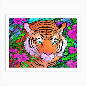 Stained Glass Tiger 6 Art Print