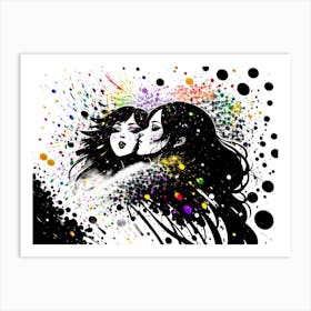 Two Girls Kissing 1 Art Print