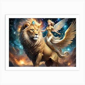 Lion And Angel Wings Art Print