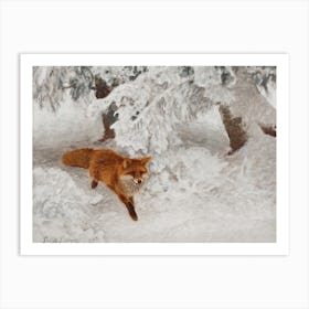 Red Fox In The Snow Painting Art Print