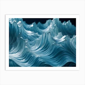 Abstract Image Of A Blue, Undulating Surface Resembling Waves Or Mountains Art Print