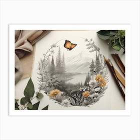 Landscape With A Butterfly Art Print