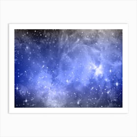 Sky Blue Black Galaxy Space Background Art Print