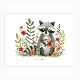 Little Floral Raccoon 4 Poster Art Print