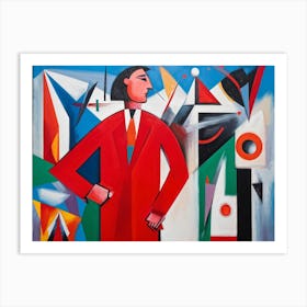 Abstract Painting Capturing The Essence Of Confusion And Joy Where A Human Figure Colored Vibrant (1) Art Print