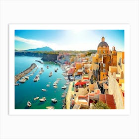 Colorful Corricella Village On Procida Island Campania, Italy Art Print