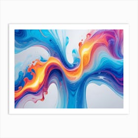 Abstract Image Of Swirling, Fluid Colors In Shades Of Blue, Orange, And Pink, Resembling A Galaxy Or A Cosmic Nebula Art Print