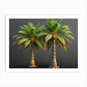 Two Palm Trees Against A Gray Background Art Print