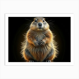 Prairie Dog Standing On A Black Background Art Print