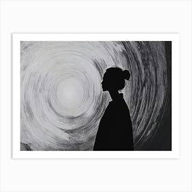 Silhouette Of A Woman In A Vortex Art Print