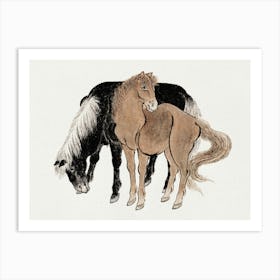 Katsushika Hokusai Two Horses Art Print