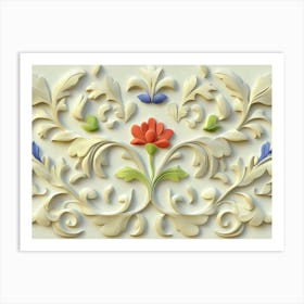 Sculpture Designation Retro Pattern Botanic Garden Leaf Vine Flower Art Print